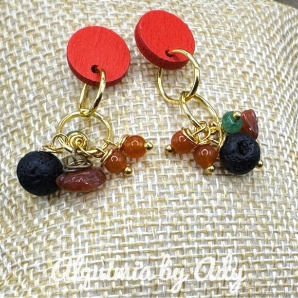 Alquimia Red and Gold Earrings - Picture 1 of 2